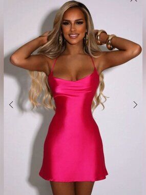 Babyboo Avianna Mini Dress NWT Satin Hot Pink Size Small